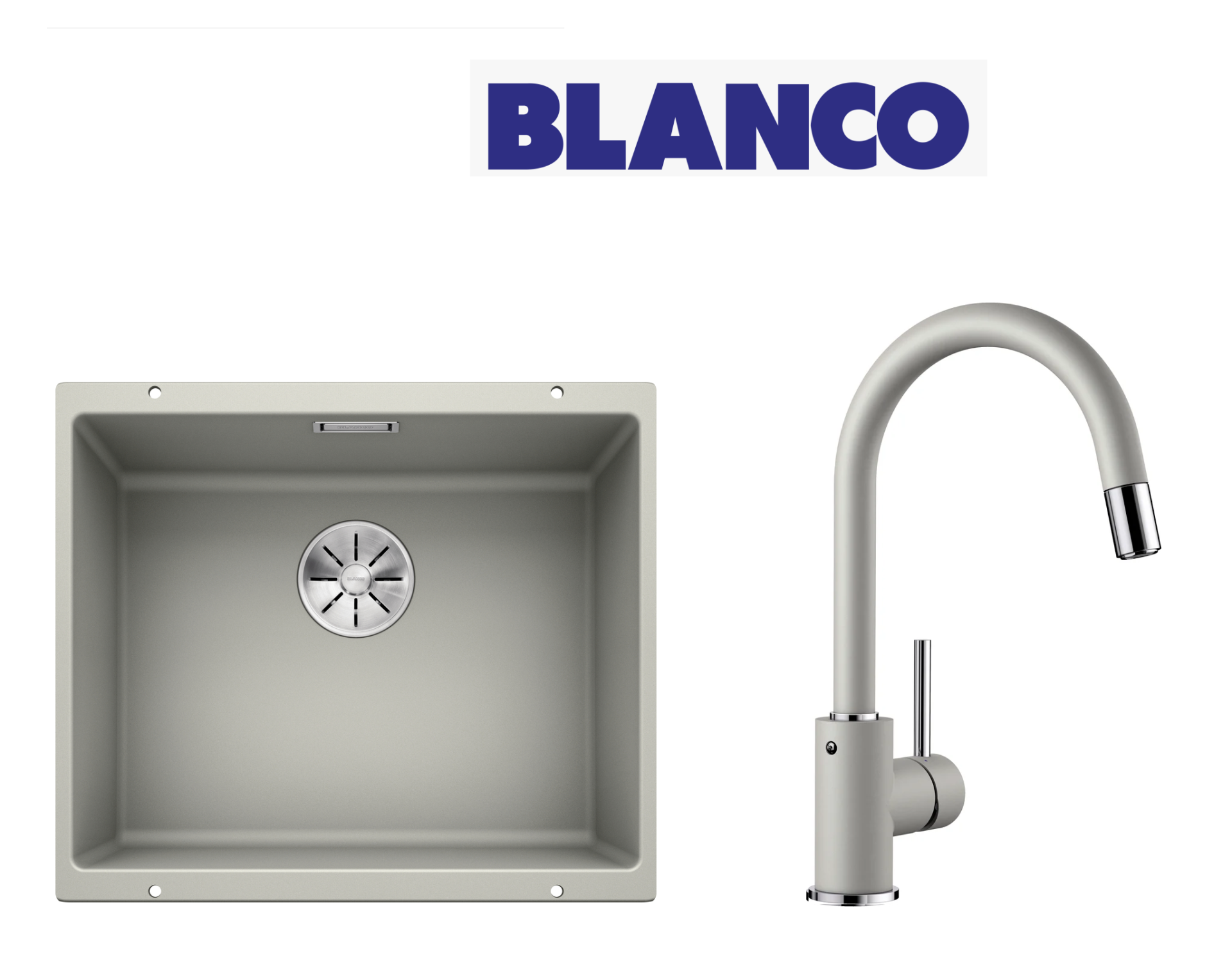 Blanco Subline 500 U Tezgah Altı Alu Metallic Evye + Blanco Mida S Spiralli Alu Metallic Armatur