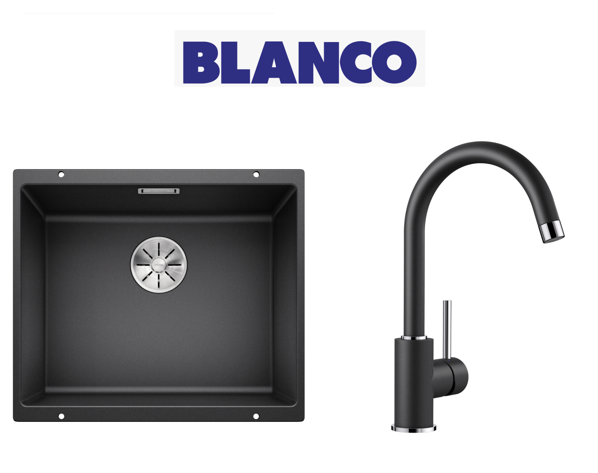 Blanco Subline 500 U Tezgah Altı Antrasit Evye + Blanco Mida Spiralsiz Antrasit Armatur