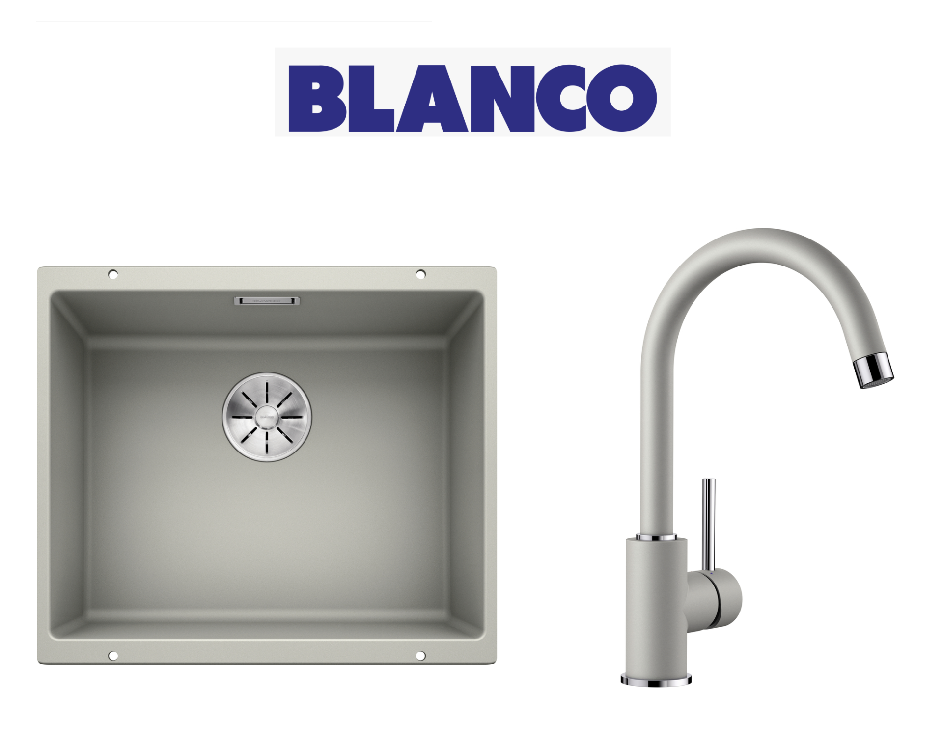 Blanco Subline 500 U Tezgah Altı Alu Metalic Evye + Blanco Mida Spiralsiz Alu Metalic Armatur