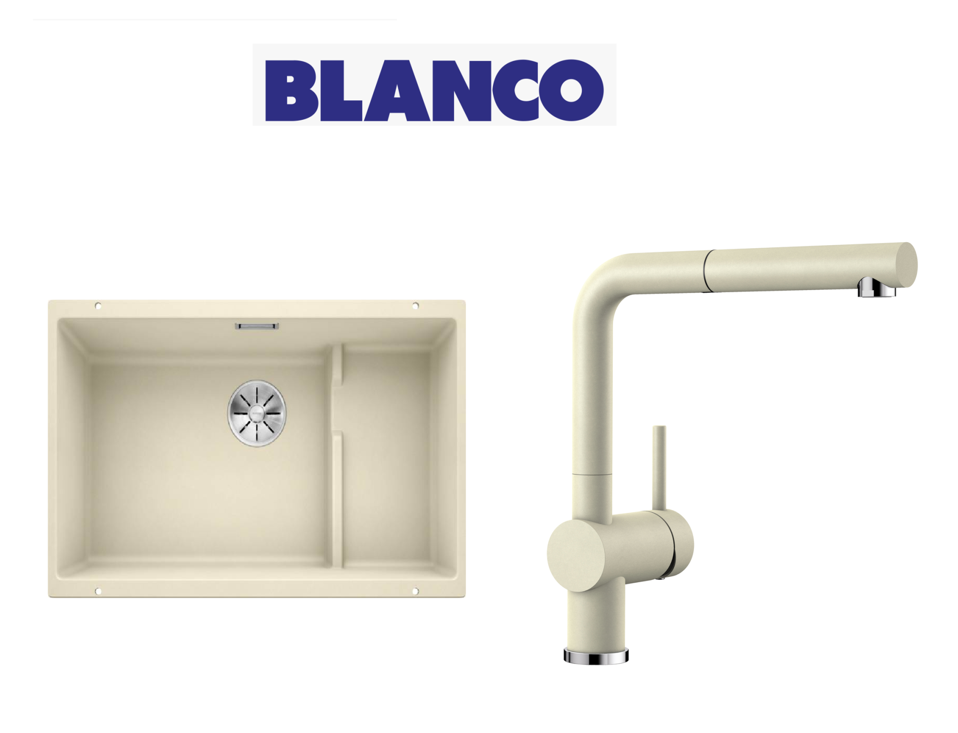 Blanco 700 U Level Tezgah Altı 1.5 Gozlu Soft Beyaz Evye + Blanco Linus S Spiralli Soft Beyaz Armatür Kampanyası