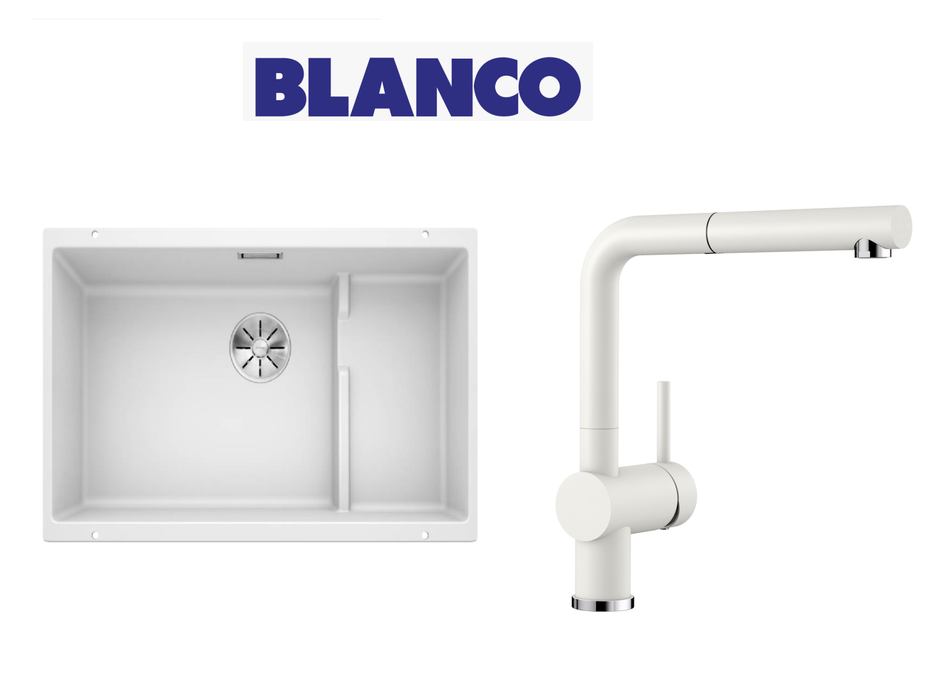 Blanco 700 U Level Tezgah Altı 1.5 Gozlu Beyaz Evye + Blanco Linus S Spiralli Beyaz Armatür Kampanyası
