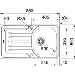 Franke Onda Line OLL 611 Dekorlu Tezgah Üstü Sağ Damlalıklı  Paslanmaz Çelik Evye - 101.0688.500