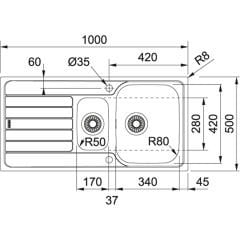 Franke Spark SKX 651 İnox 1.5 Gözlü Sağ Damlalıklı Çelik Evye - 101.0712.368