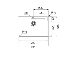 Franke Maris MRX 210-70 TL İnox Tezga Üstü/ Tezgaha sıfır Paslanmaz Çelik Evye - 127.0655.171