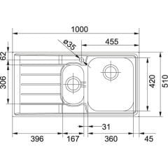 Franke Neptun Slimtop NEX 251 İnox Tezgah üstü / Tezgaha Sıfır sol Damlalıklı 1.5 Gözlü Çelik Evye - 127.0059.717