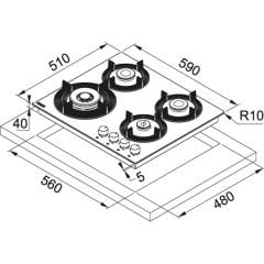 Franke Maris FHMF 604 4GC Black Glass Ocak - 106.0541.748