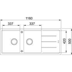 Franke Basis BFG 621 Granit Sahara Tezgah Üstü 2 Gözlü Granit Evye - 114.0655.991