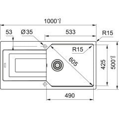 Franke Urban UBG 611-100 Granit Avena Tezgaha Sıfır/ Üstü Granit Evye - 114.0688.452
