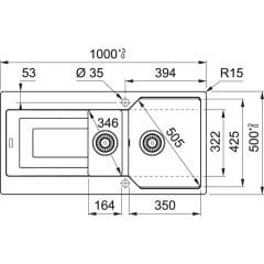 Franke Urban UBG 651-100 Granit Bianco / Beyaz Tezgaha sıfır / Üstü 1,5 Gözlü Granit evye - 114.0688.456