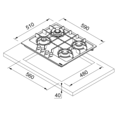 Franke FHMA 604 3G DC MB C Matt Black Gazlı Ocak - 106.0670.112