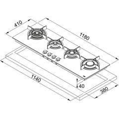 Franke Crystalline FHCR 1204 3G TC HE BK C Ankastre Ocak - 106.0374.292