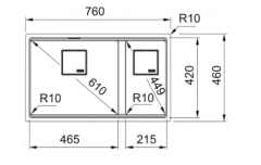 Franke Kubus 2 KNG 120 Mat Siyah Granit Evye - 125.0718.492