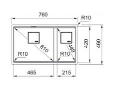 Franke Kubus 2 KNG 120 Stone Grey Granit Evye - 125.0529.875