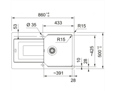 Franke Urban UBG 611-86 Slate Grey Granit Evye - 114.0729.072