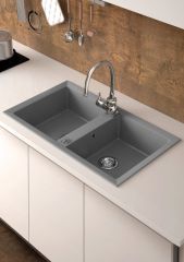 Marmorin Cire 870 Granit Evye 2 Gözlü Damlalıksız Tezgah Üstü Stone Grey
