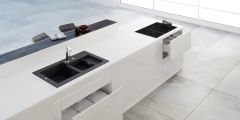 Marmorin Combo 850 Granit Evye 1,5 Gözlü Damlalıklı Tezgah Üstü Siyah