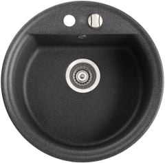 Marmorin Tanat 500 Granit Evye 1 Gözlü Damlalıksız Tezgah Üstü Yuvarlar Siyah