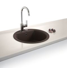 Marmorin Tanat 500 Granit Evye 1 Gözlü Damlalıksız Tezgah Üstü Yuvarlar Siyah