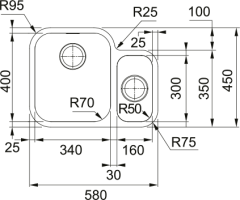 Franke Smart Cuba SRX 160-34-16 Tezgah Altı Evye - 122.0736.139