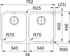 Franke Smart Cuba SRX 120-34-34 Tezgah Altı Evye - 122.0736.137