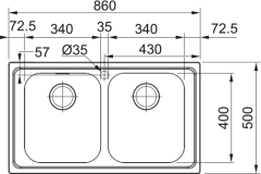 Franke SRX 620-86 Tezgah Üstü  İki Gözlü  Inox Evye - 101.0356.666