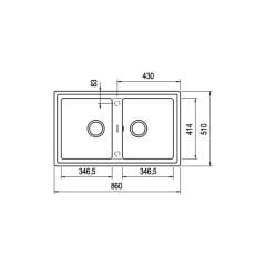 Teka STONE 90 B-TG Çift Hazneli Tegranite Tezgah üstü Granit Metallic Black Eviye - 115260003
