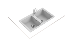 Teka STONE 90 B-TG Çift Hazneli Tegranite Tezgah üstü Granit White / Beyaz Eviye - 115260005