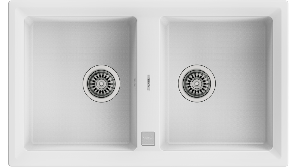 Teka STONE 90 B-TG Çift Hazneli Tegranite Tezgah üstü Granit White / Beyaz Eviye - 115260005