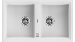 Teka STONE 90 B-TG Çift Hazneli Tegranite Tezgah üstü Granit White / Beyaz Eviye - 115260005