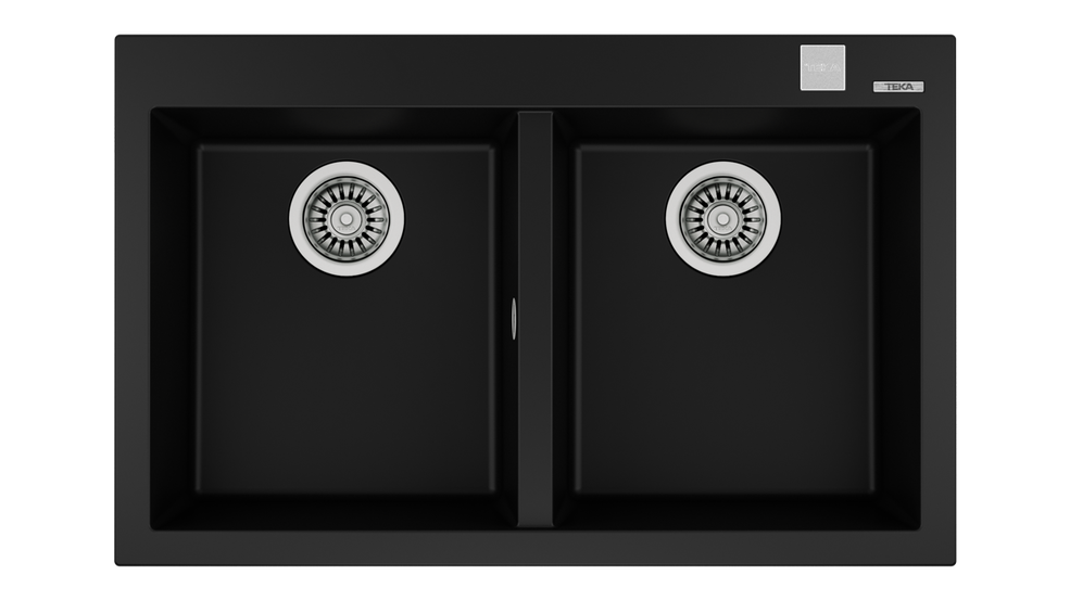 Teka FORSQUARE 790 TG Çift Hazneli Tezgahüstü/TezgahaSıfır Black / Siyah Granit Evye - 115260014