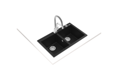 Teka FORSQUARE 790 TG Çift Hazneli Tezgahüstü/TezgahaSıfır Black / Siyah Granit Evye - 115260014