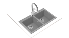 Teka FORSQUARE 790 TG Çift Hazneli Tezgahüstü/TezgahaSıfır Stone Grey Granit Evye - 115260015