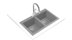 Teka FORSQUARE 790 TG Çift Hazneli Tezgahüstü/TezgahaSıfır Stone Grey Granit Evye - 115260015