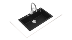 Teka FORSQUARE 72.40 TG Tek Hazneli Tezgahüstü/TezgahaSıfır  Black / Siyah Granit Evye - 115230000