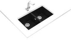 Teka SQUARE 760 TG 2 Gözlü  Tezgahaltı Damlalıksız Granit Black / Siyah Eviye - 115260024