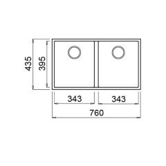 Teka SQUARE 760 TG 2 Gözlü  Tezgahaltı Damlalıksız Granit White / Beyaz Eviye - 115260028