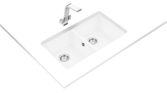 Teka SQUARE 760 TG 2 Gözlü  Tezgahaltı Damlalıksız Granit White / Beyaz Eviye - 115260028