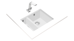 Teka SQUARE 560 TG 1.5 Gözlü Tezgah Altı Damlalıksız Granit White / Beyaz Evye - 115260033