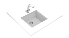 Teka SQUARE 50.40 TG Tek Hazneli Tezgah Altı Damlalıksız White / Beyaz Granit Evye - 115230024