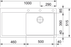 Franke Mythos MTG 611-100 SOL Damlalıklı Nero Granit Evye- 114.0742.258