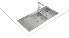 Teka ZENIT RS15 2B 1D AUTO  2 Gözlü Tezgah Üstü Sol Damlalıklı Paslanmaz Çelik Evye - 115160005