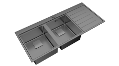 Teka ZENIT RS15 2B 1D AUTO  2 Gözlü Tezgah Üstü Sağ Damlalıklı Paslanmaz Çelik Evye - 115160003