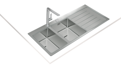 Teka ZENIT RS15 2B 1D AUTO  2 Gözlü Tezgah Üstü Sağ Damlalıklı Paslanmaz Çelik Evye - 115160003