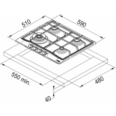 Franke Classicline FCH 604 4G TC ON Ankastre Nero Ocak - 106.0739.523
