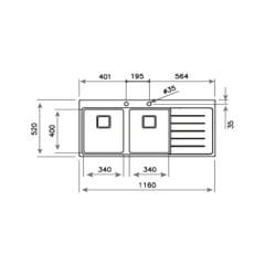 Teka ZENIT RS15 2B 1D AUTO  2 Gözlü Tezgah Üstü Sağ Damlalıklı Paslanmaz Çelik Evye - 115160003