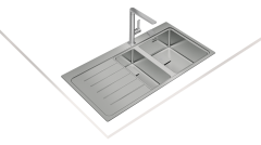 Teka ZENIT RS15 1½B 1D AUTO PureLine 1.5 Gözlü Tezgah Üstü Sol Damlalıklı Paslanmaz Çelik Evye - 115130002