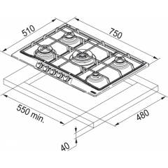 Franke Classicline FCH 755 4G TC N ON C Nero Ankastre Ocak - 106.0739.527