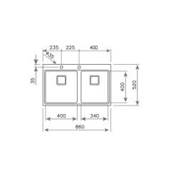 Teka ZENIT RS15 2B 86 AUTO 2 Gözlü Tezgah Üstü Damlalıklız Paslanmaz Çelik Evye - 115030015