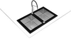 Teka DIAMOND RS15 2B 86 (WST BLACK) Tezgah Üstü Damlalıksız Siyah PureLine Cam Evye - 115030017