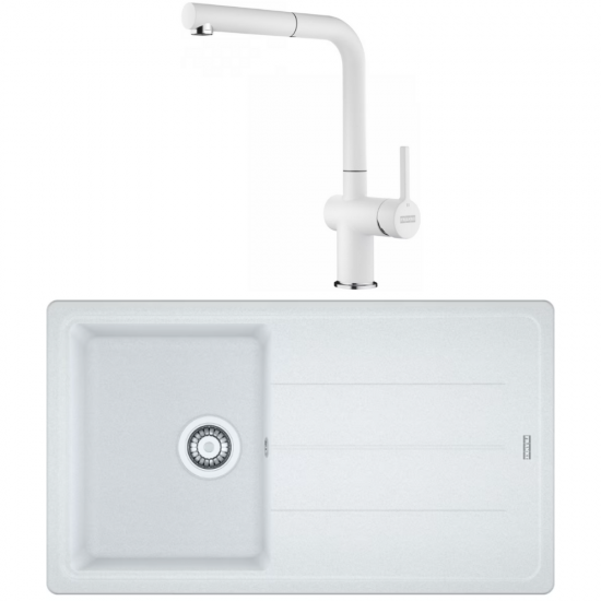 Franke Basis BFG 611-86 Granit Bianco/Beyaz + Active Plus Bianco/Beyaz  Armatur Kampanyası